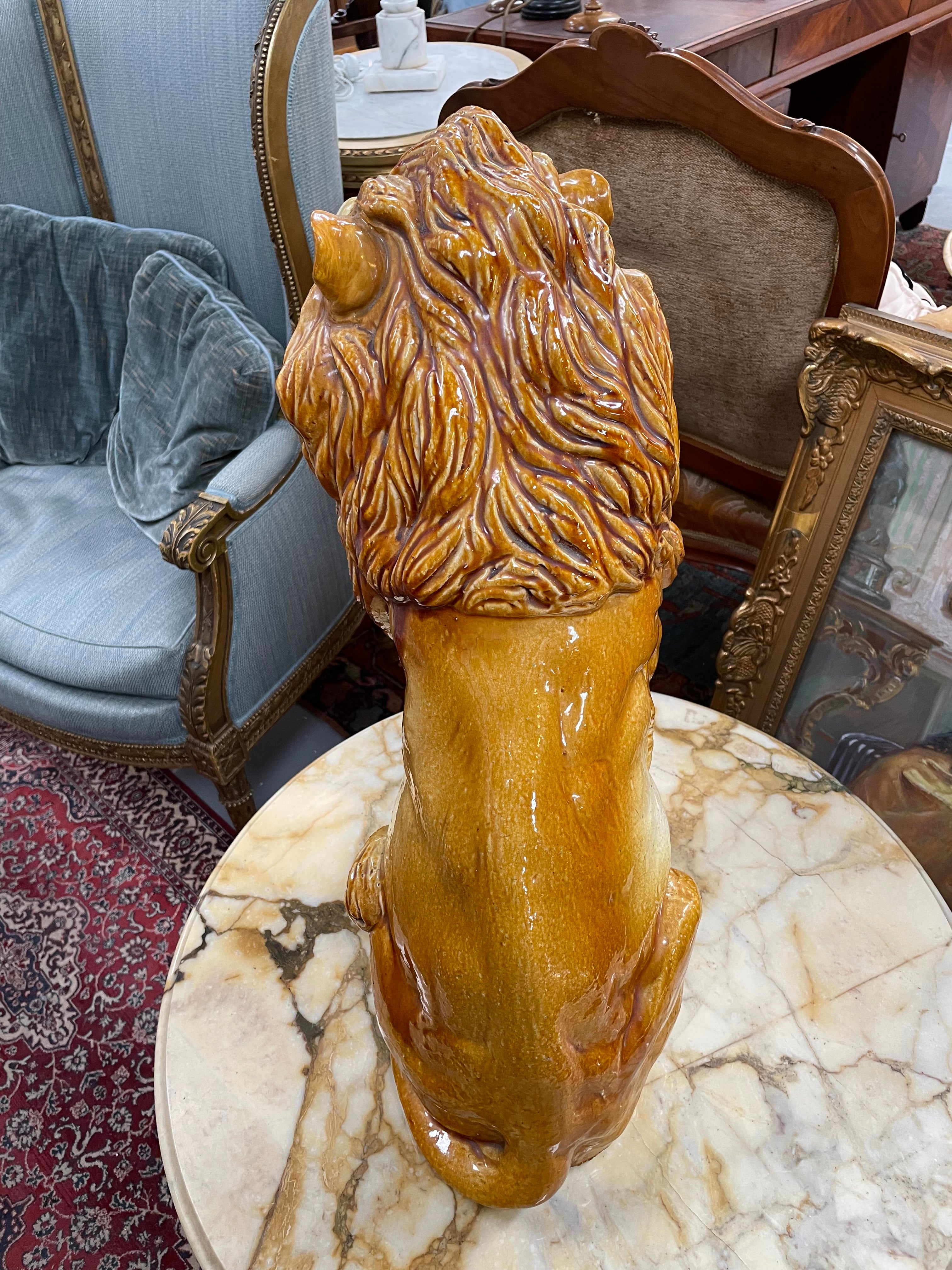 Vintage Italian Terra Cotta Glazed Roaring Lion | Antique & Vintage | Moonee Ponds Antiques | Australia Wide Delivery