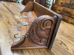 French Oak Wall Coat Rack With Shelf & Four Decorative Hooks | Antique & Vintage | Moonee Ponds Antiques | Australia Wide Delivery