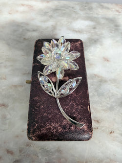 Pretty Vintage Aurora Borealis Flower Brooch Moonee Ponds Antiques