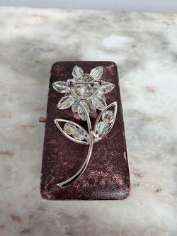 Pretty Vintage Aurora Borealis Flower Brooch Moonee Ponds Antiques
