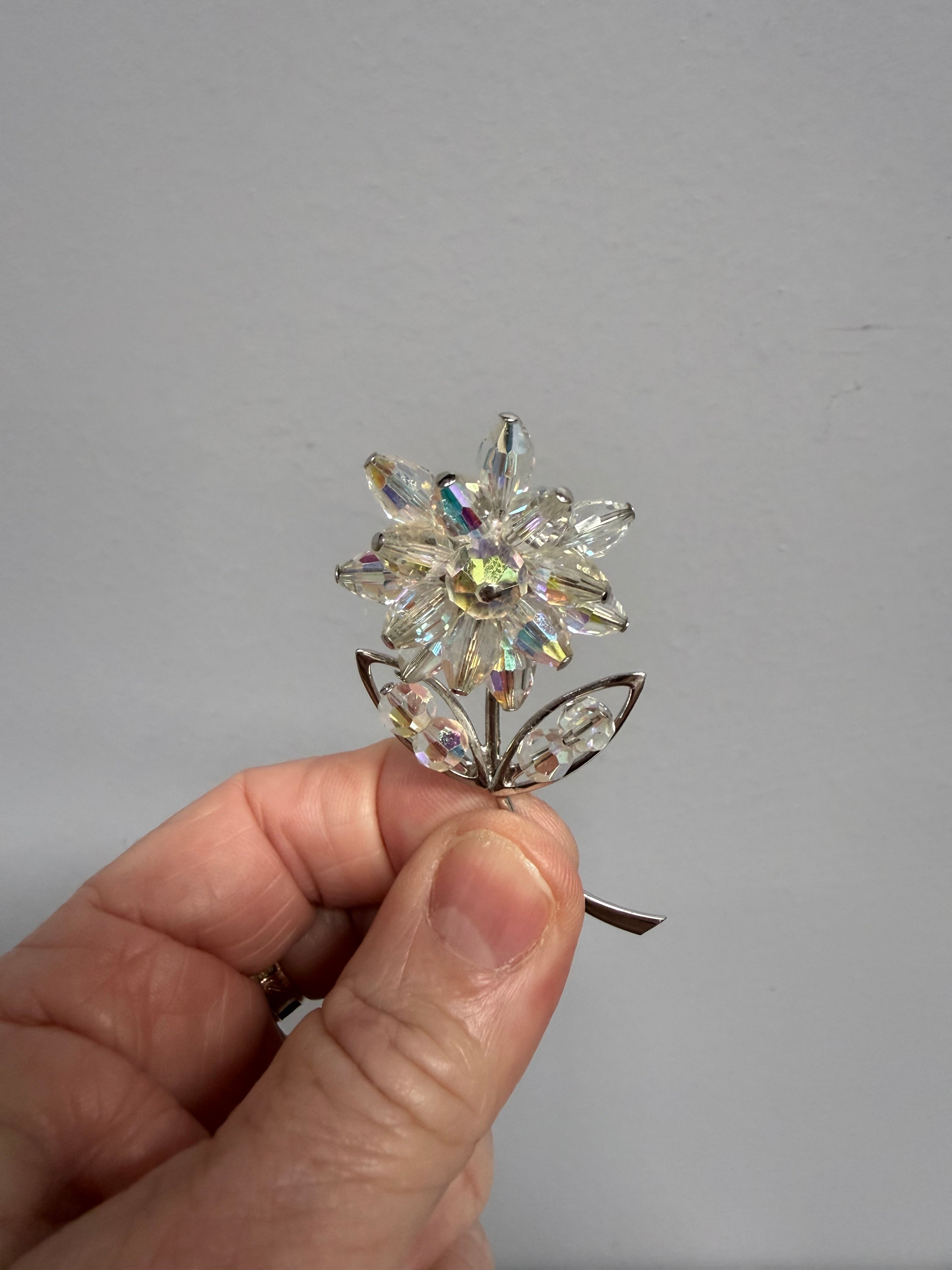 Pretty Vintage Aurora Borealis Flower Brooch | Antique & Vintage | Moonee Ponds Antiques | Australia Wide Delivery