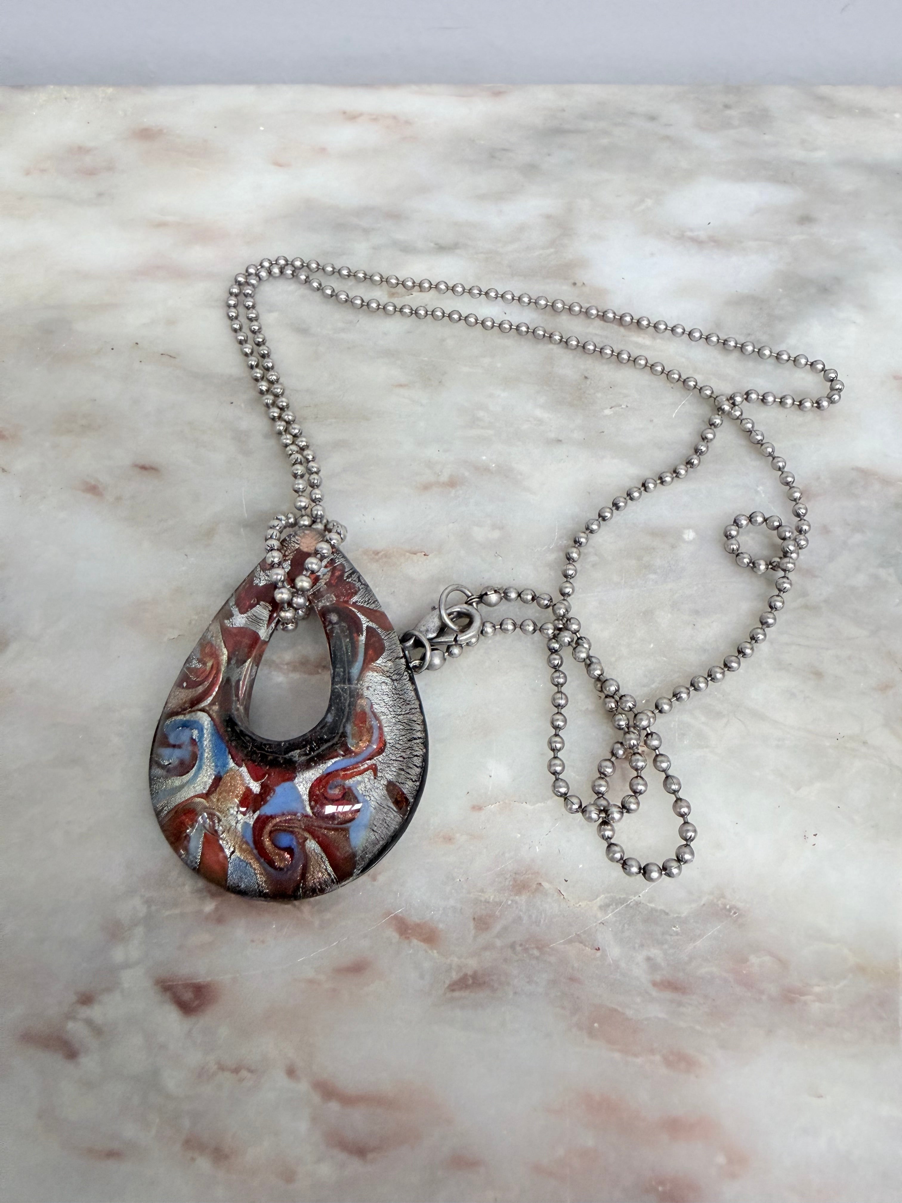 Vintage Murano Glass Pendant & Chain