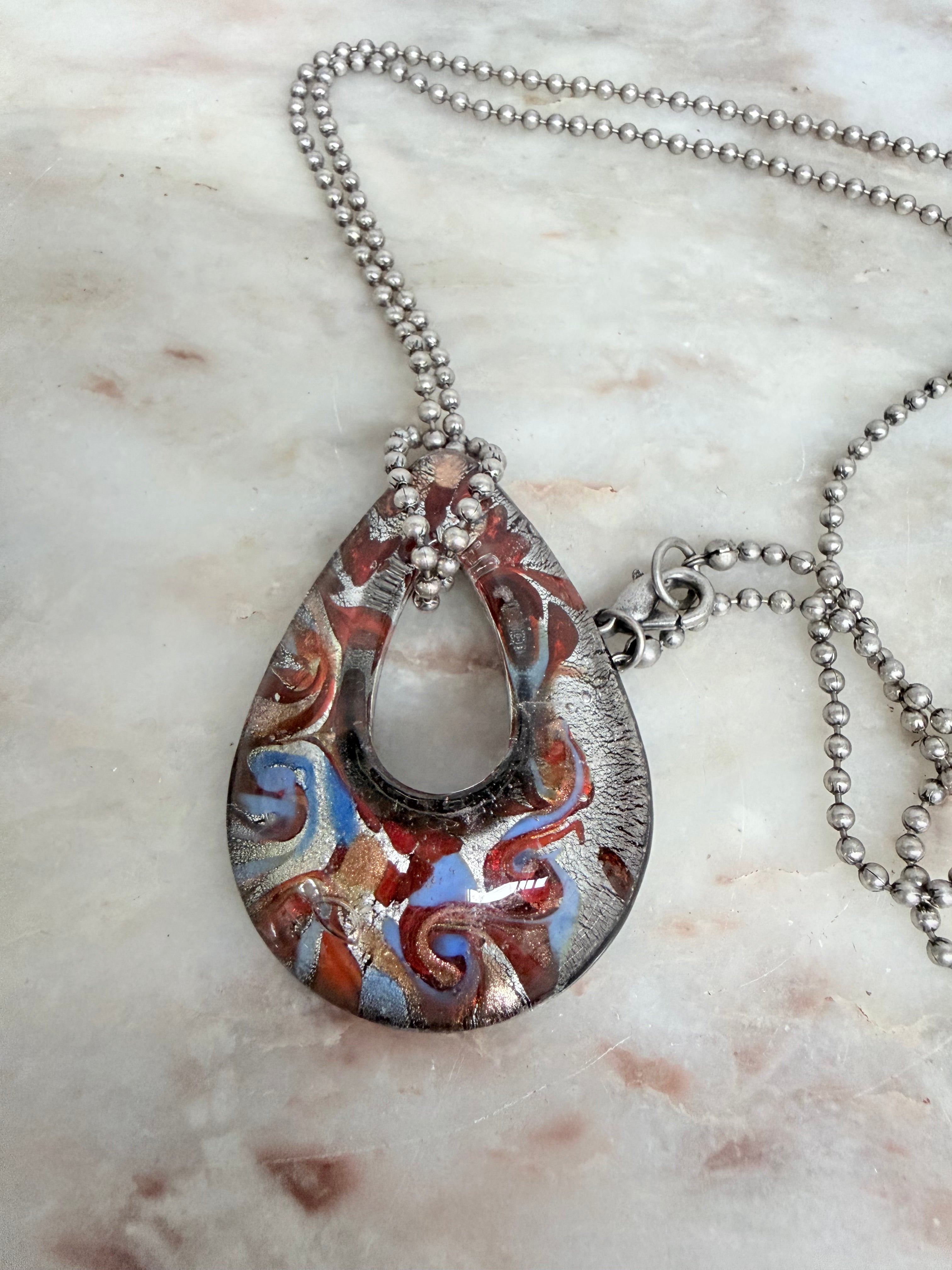 Vintage Murano Glass Pendant & Chain