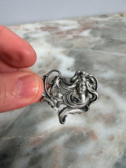 Vintage Silver Metal Art Nouveau Style Brooch Moonee Ponds Antiques