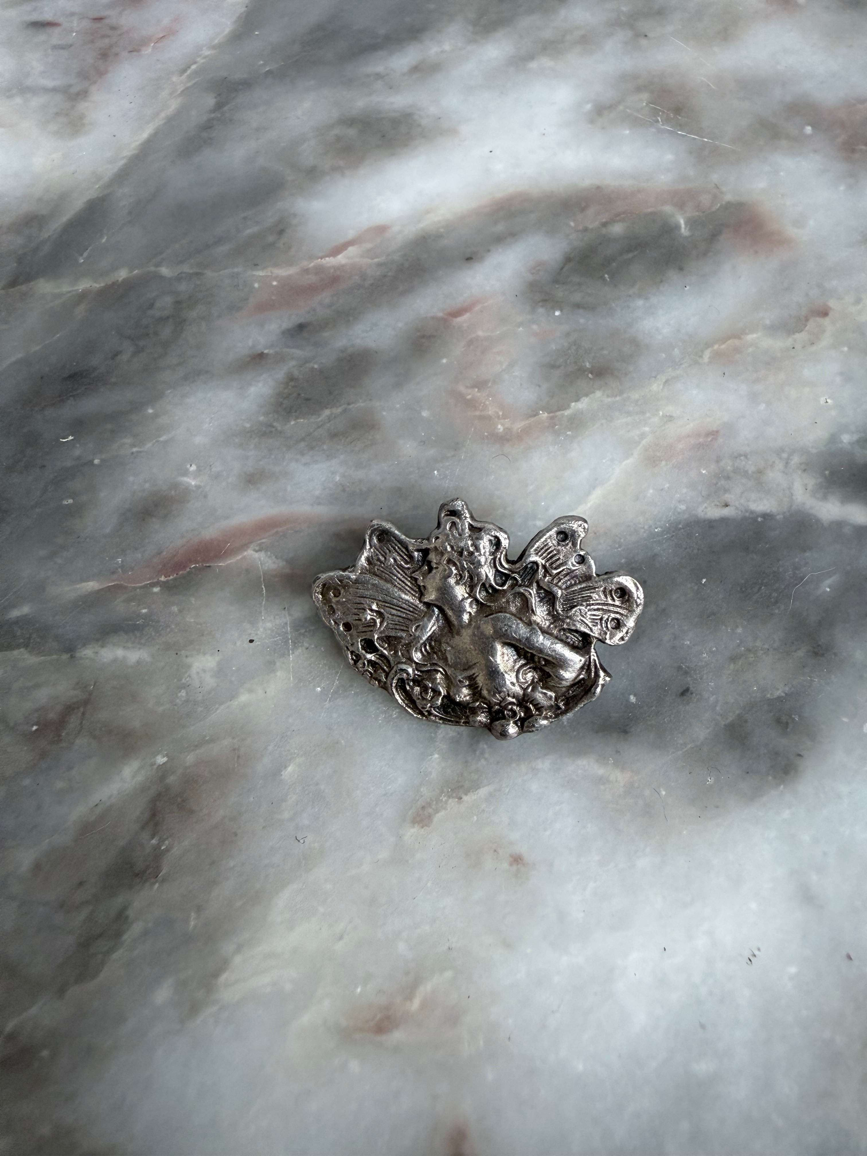 Vintage Silver Metal Art Nouveau Style Small Fairy Brooch | Antique & Vintage | Moonee Ponds Antiques | Australia Wide Delivery