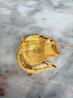Large Leopard Head Brooch Gold & Black Set With Rhinestones Moonee Ponds Antiques