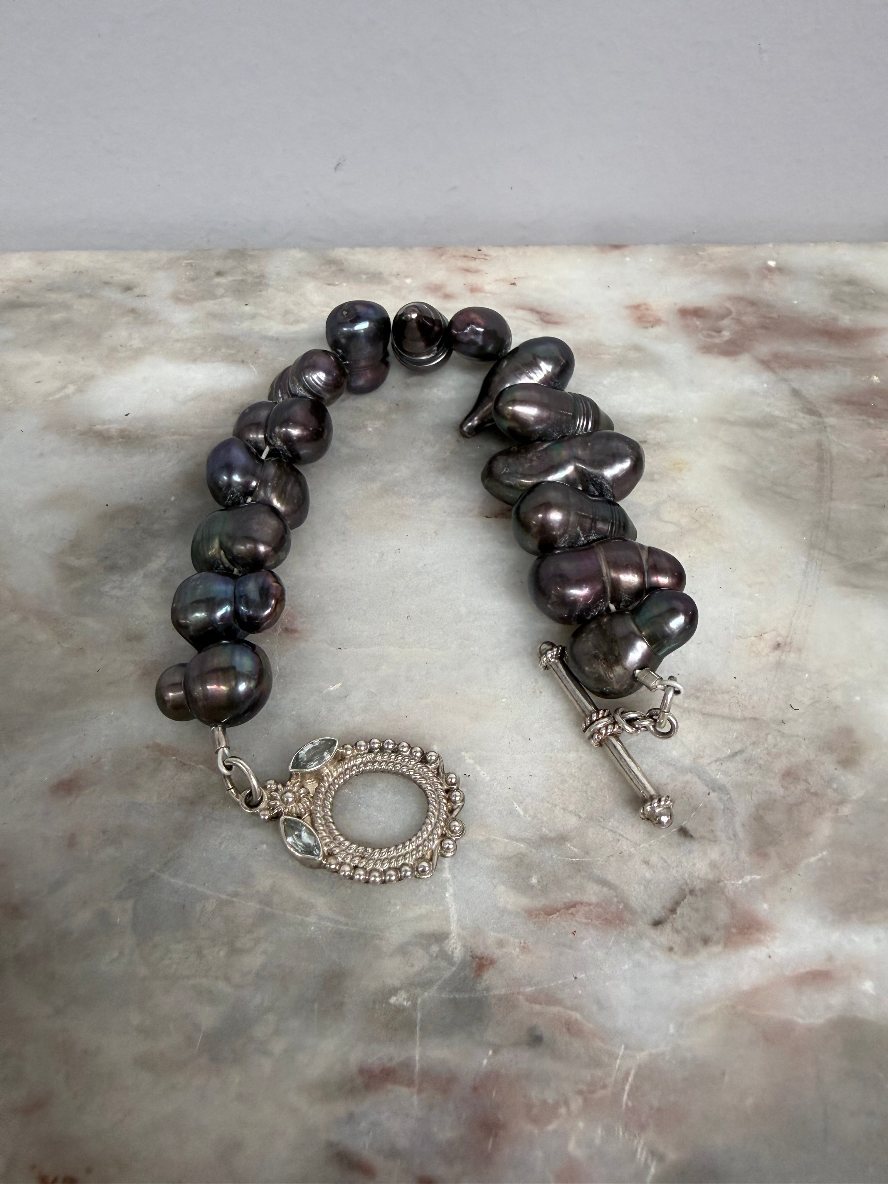 Lovely Vintage Tahitian Baroque Pearl & 925 Silver Bracelet | Antique & Vintage | Moonee Ponds Antiques | Australia Wide Delivery