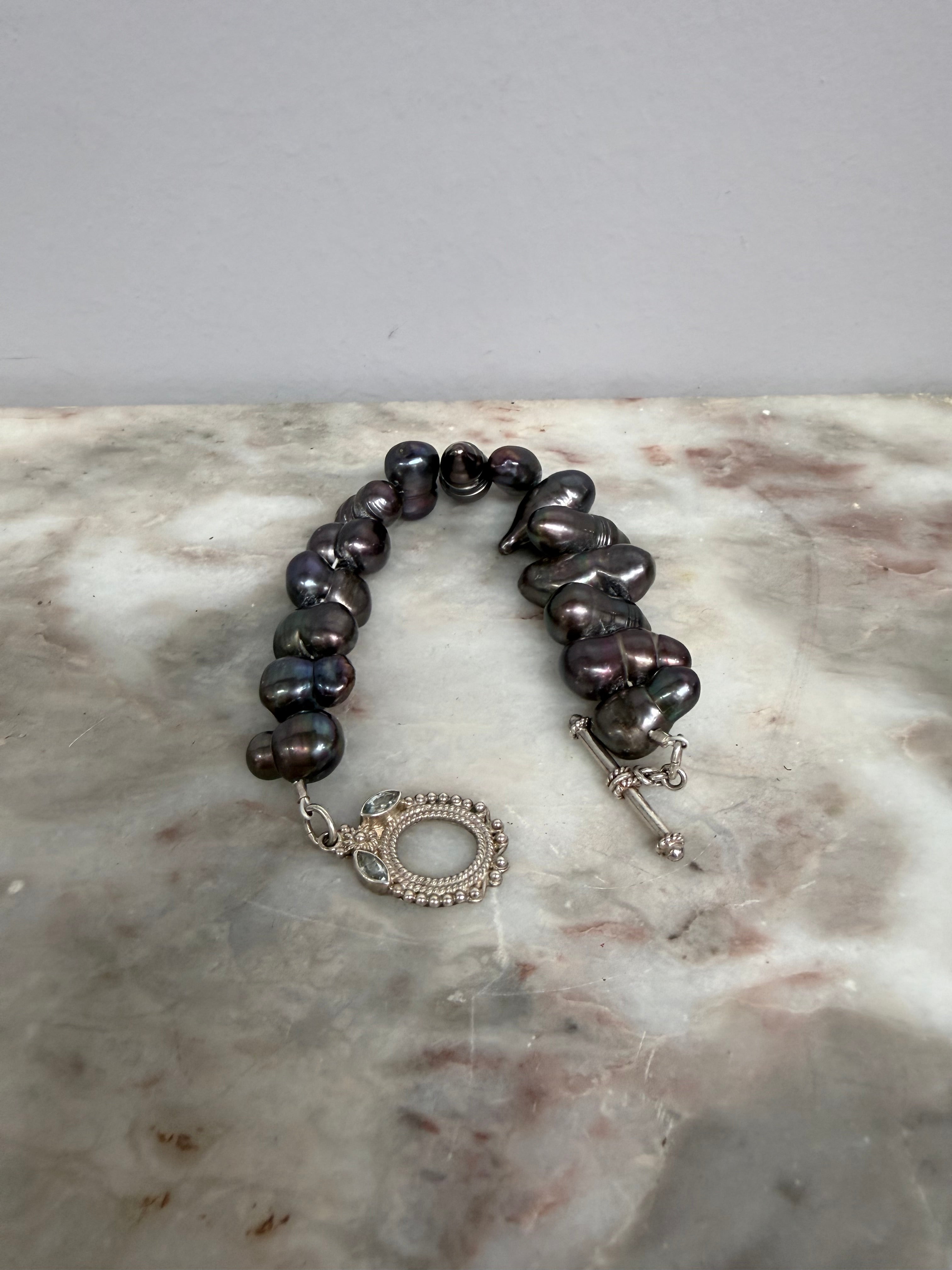 Lovely Vintage Tahitian Baroque Pearl & 925 Silver Bracelet | Antique & Vintage | Moonee Ponds Antiques | Australia Wide Delivery