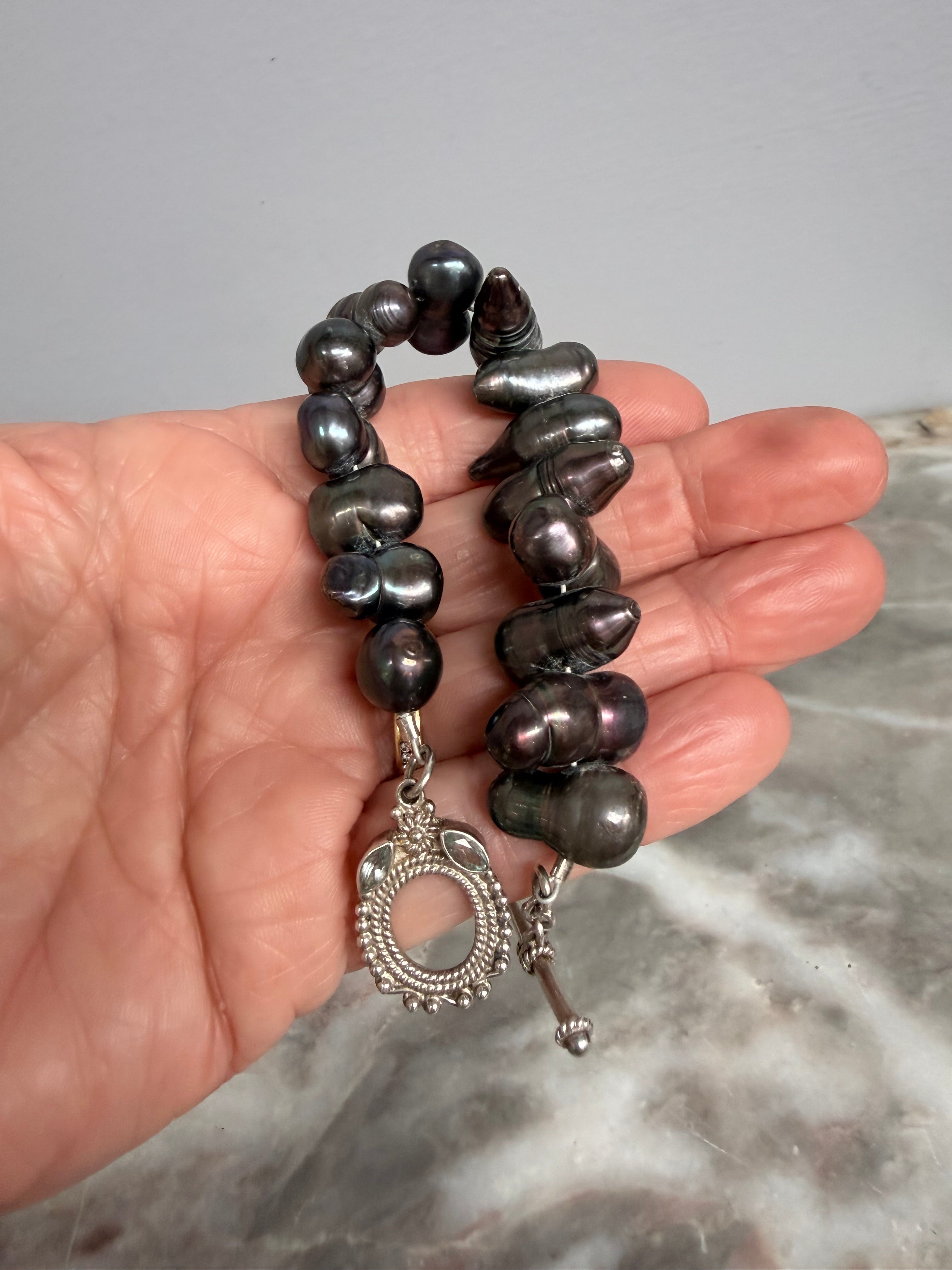Lovely Vintage Tahitian Baroque Pearl & 925 Silver Bracelet | Antique & Vintage | Moonee Ponds Antiques | Australia Wide Delivery
