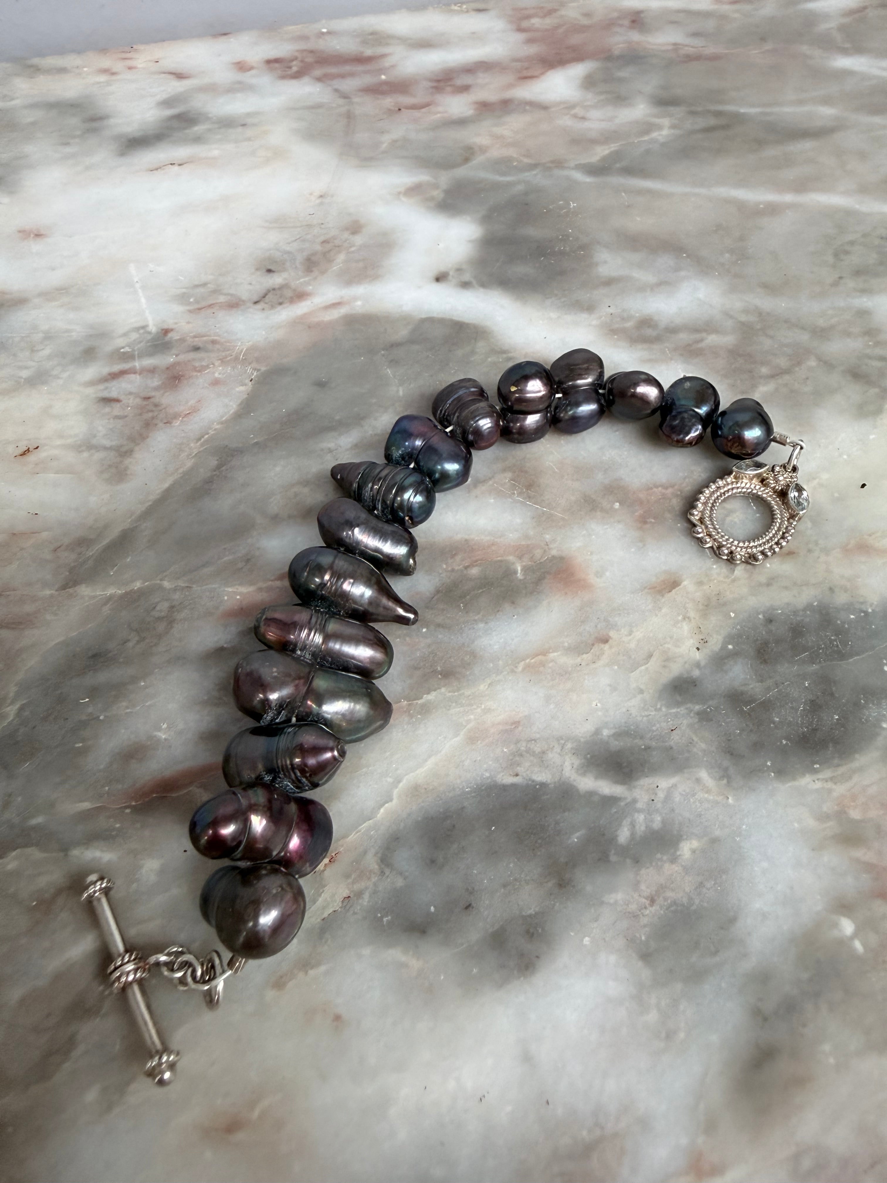 Lovely Vintage Tahitian Baroque Pearl & 925 Silver Bracelet | Antique & Vintage | Moonee Ponds Antiques | Australia Wide Delivery