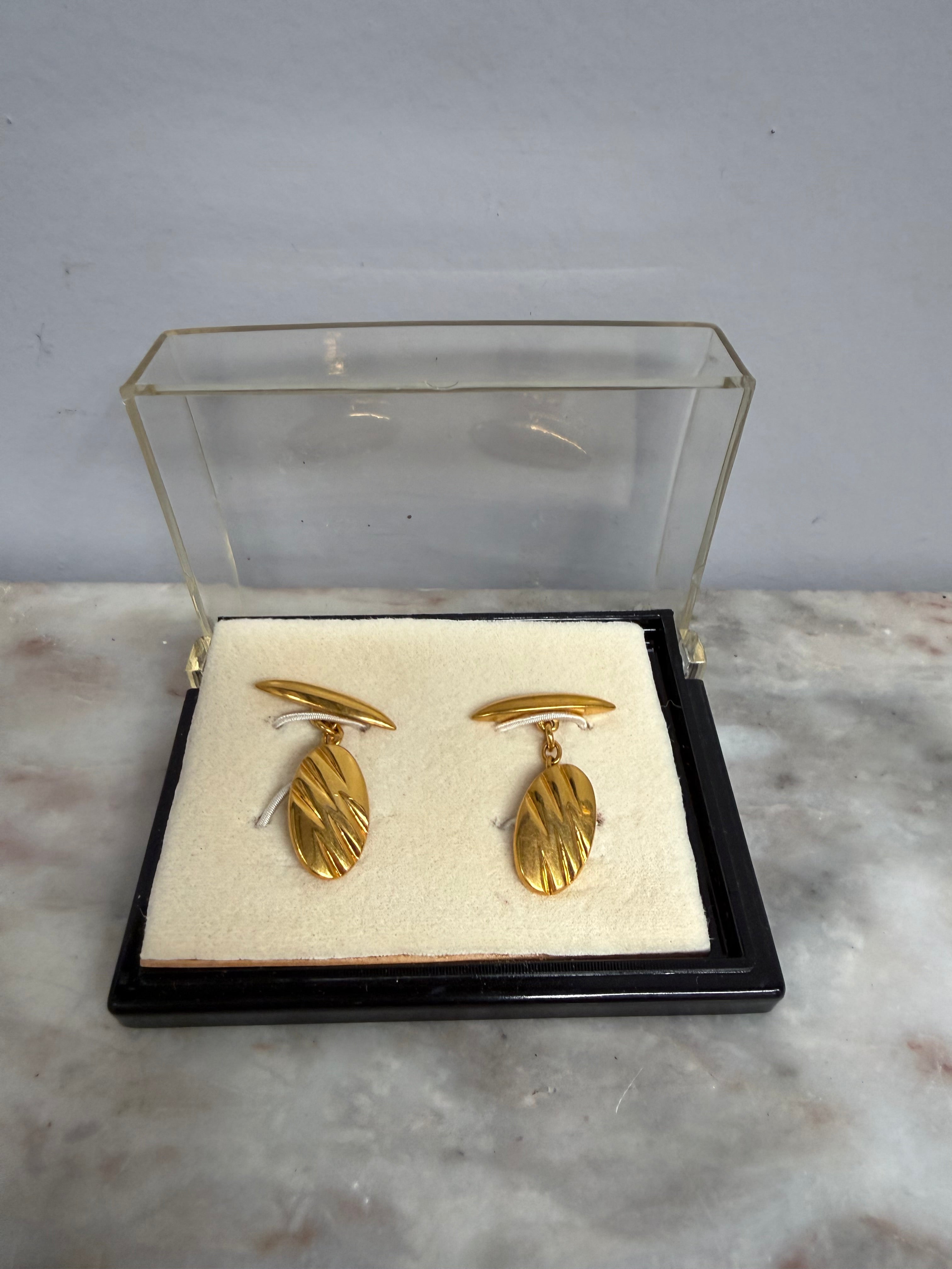 Pair Boxed Plain Gilt Metal Cuff Links | Antique & Vintage | Moonee Ponds Antiques | Australia Wide Delivery