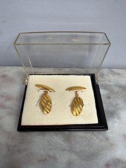 Pair Boxed Plain Gilt Metal Cuff Links Moonee Ponds Antiques