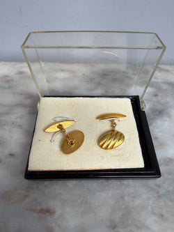 Pair Boxed Plain Gilt Metal Cuff Links Moonee Ponds Antiques