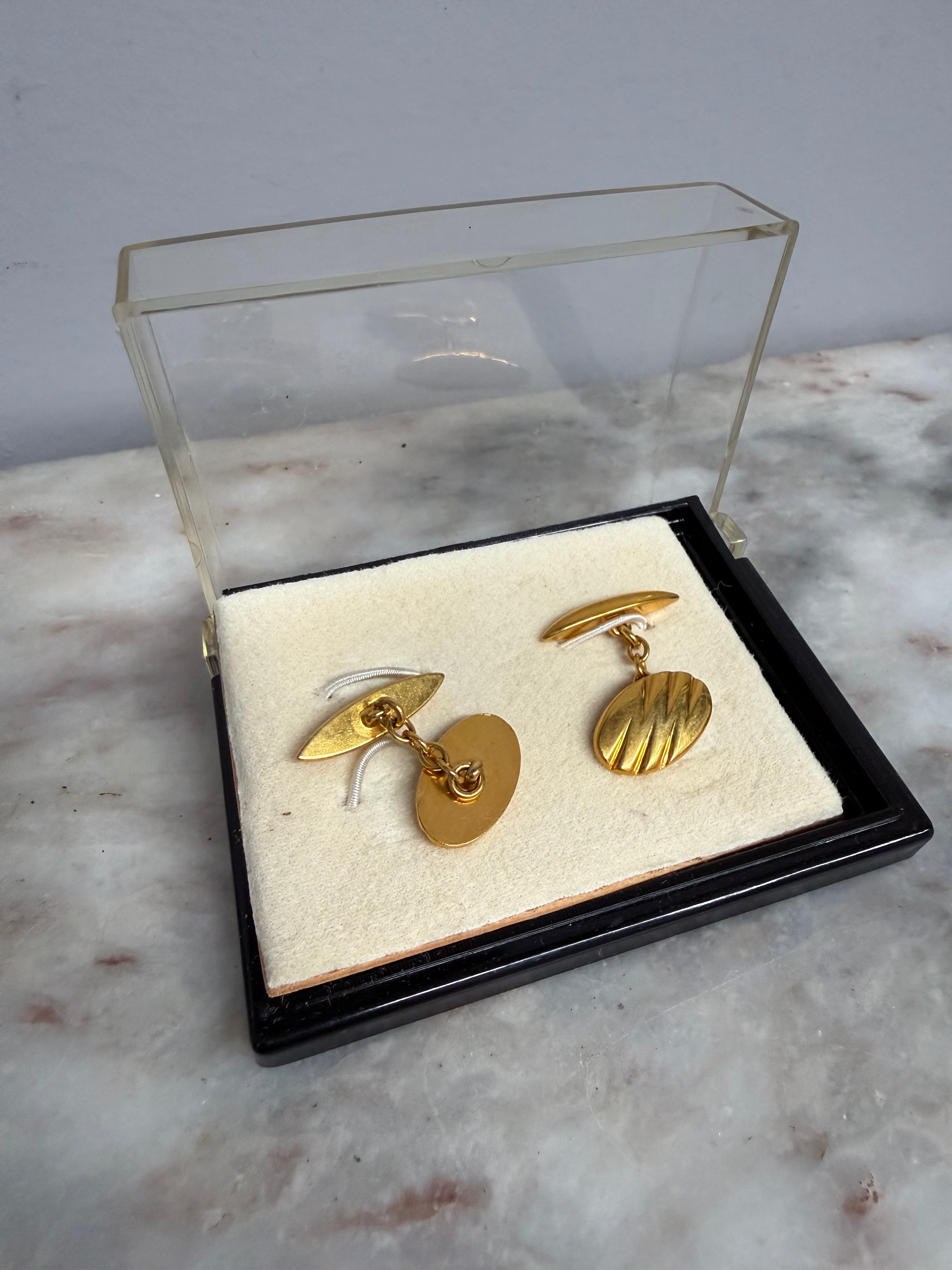 Pair Boxed Plain Gilt Metal Cuff Links | Antique & Vintage | Moonee Ponds Antiques | Australia Wide Delivery
