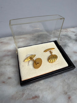 Pair Boxed Plain Gilt Metal Cuff Links Moonee Ponds Antiques