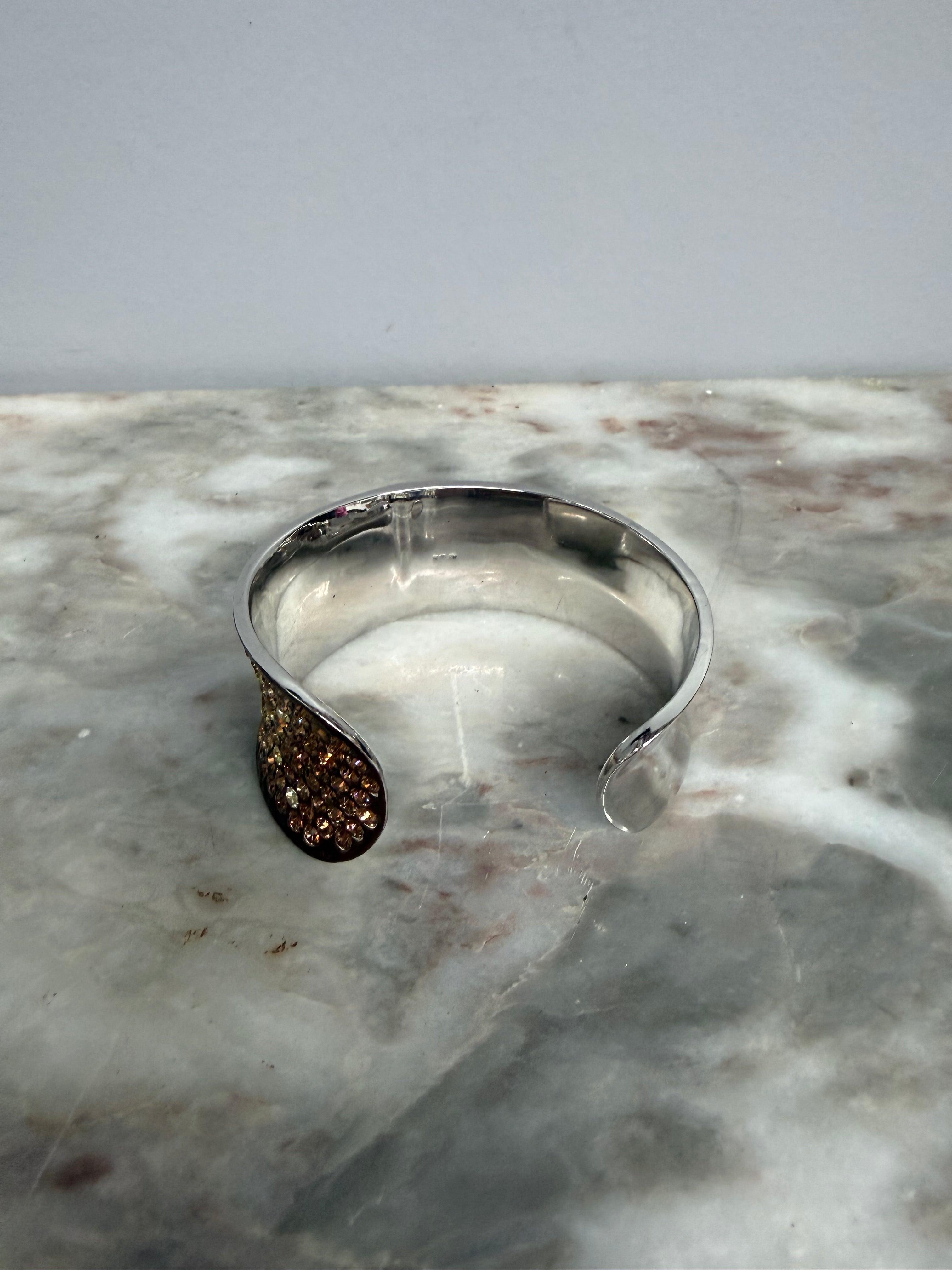 Vintage Wide Silver Toned Cuff Featuring Variegated Pave Set Crystals | Antique & Vintage | Moonee Ponds Antiques | Australia Wide Delivery