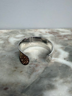 Vintage Wide Silver Toned Cuff Featuring Variegated Pave Set Crystals Moonee Ponds Antiques