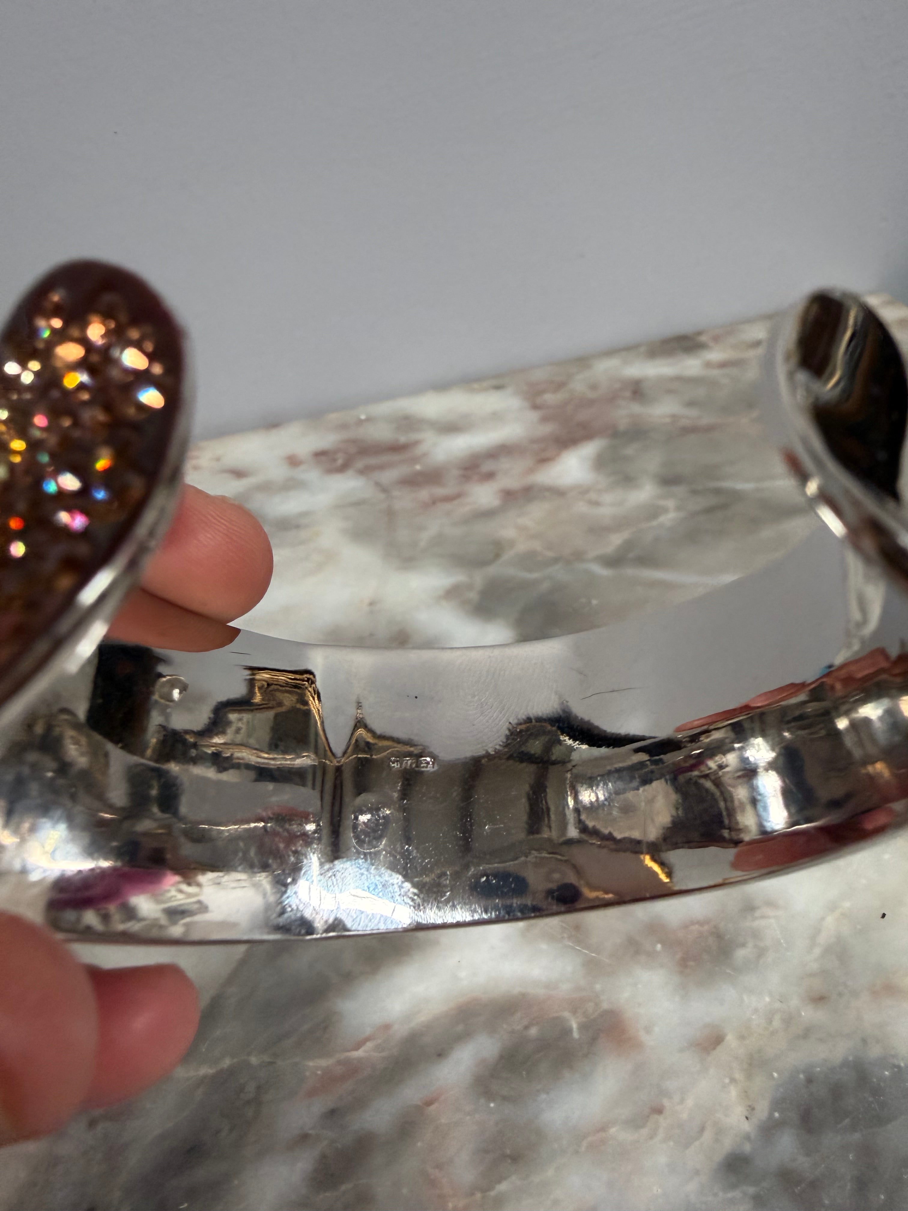 Vintage Wide Silver Toned Cuff Featuring Variegated Pave Set Crystals | Antique & Vintage | Moonee Ponds Antiques | Australia Wide Delivery