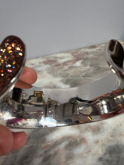 Vintage Wide Silver Toned Cuff Featuring Variegated Pave Set Crystals Moonee Ponds Antiques