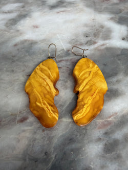 Vintage Butterscotch Amber Earrings 9ct Gold Loops Moonee Ponds Antiques
