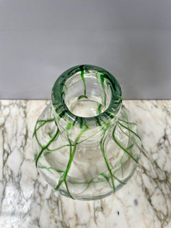 Impressive Heavy Hand Made Glass Vase With Green Glass Decoration | Antique & Vintage | Moonee Ponds Antiques | Australia Wide Delivery
