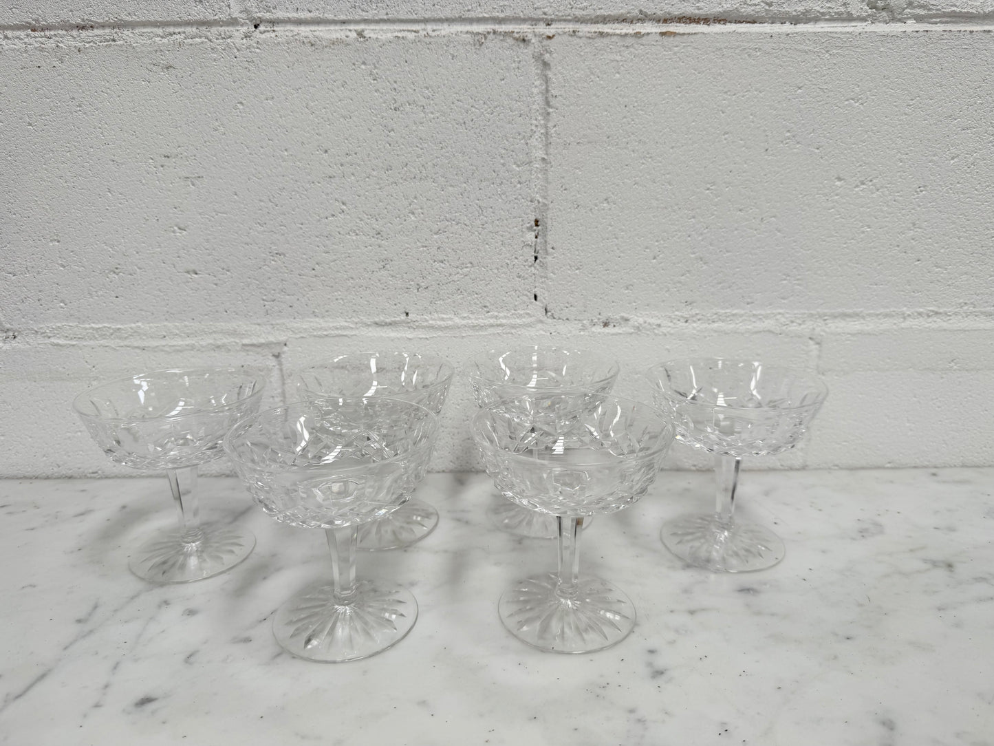 Set of 6 Vintage Waterford Crystal Champagne Glasses With Lismore Pattern