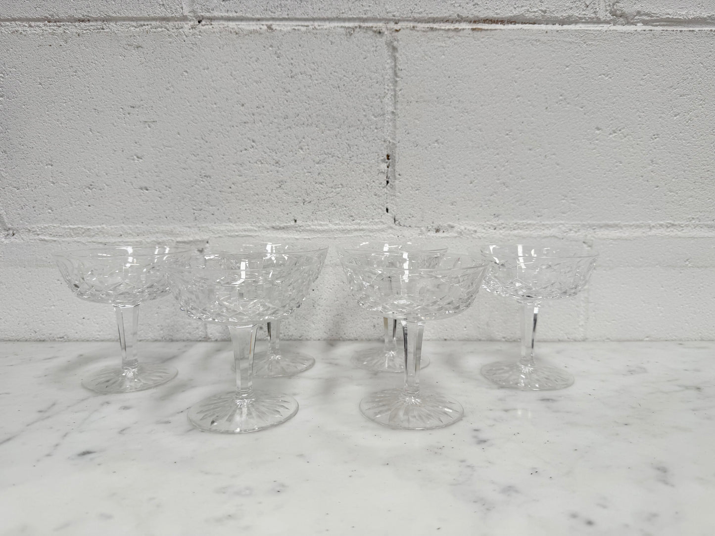 Set of 6 Vintage Waterford Crystal Champagne Glasses With Lismore Pattern