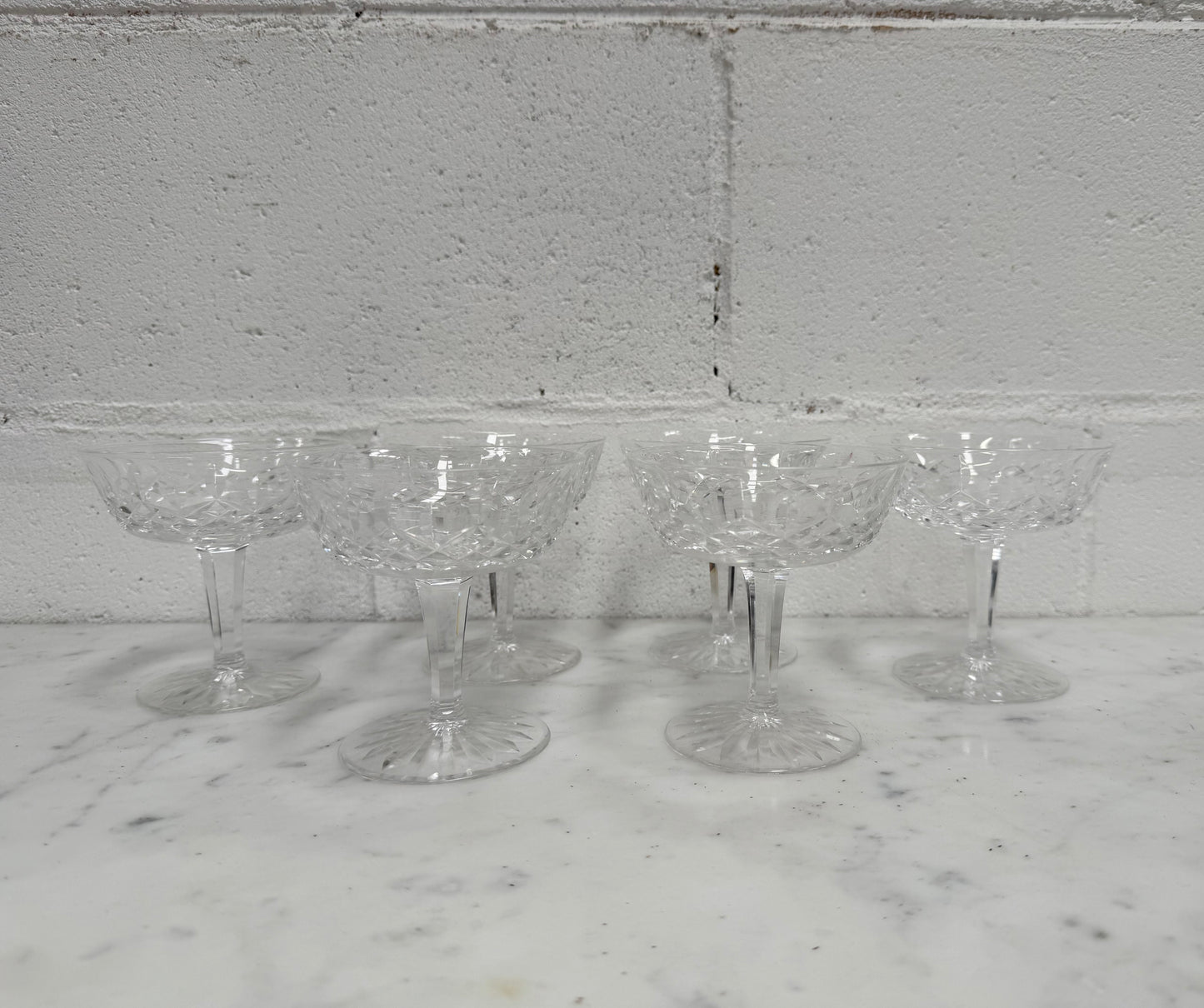 Set of 6 Vintage Waterford Crystal Champagne Glasses With Lismore Pattern