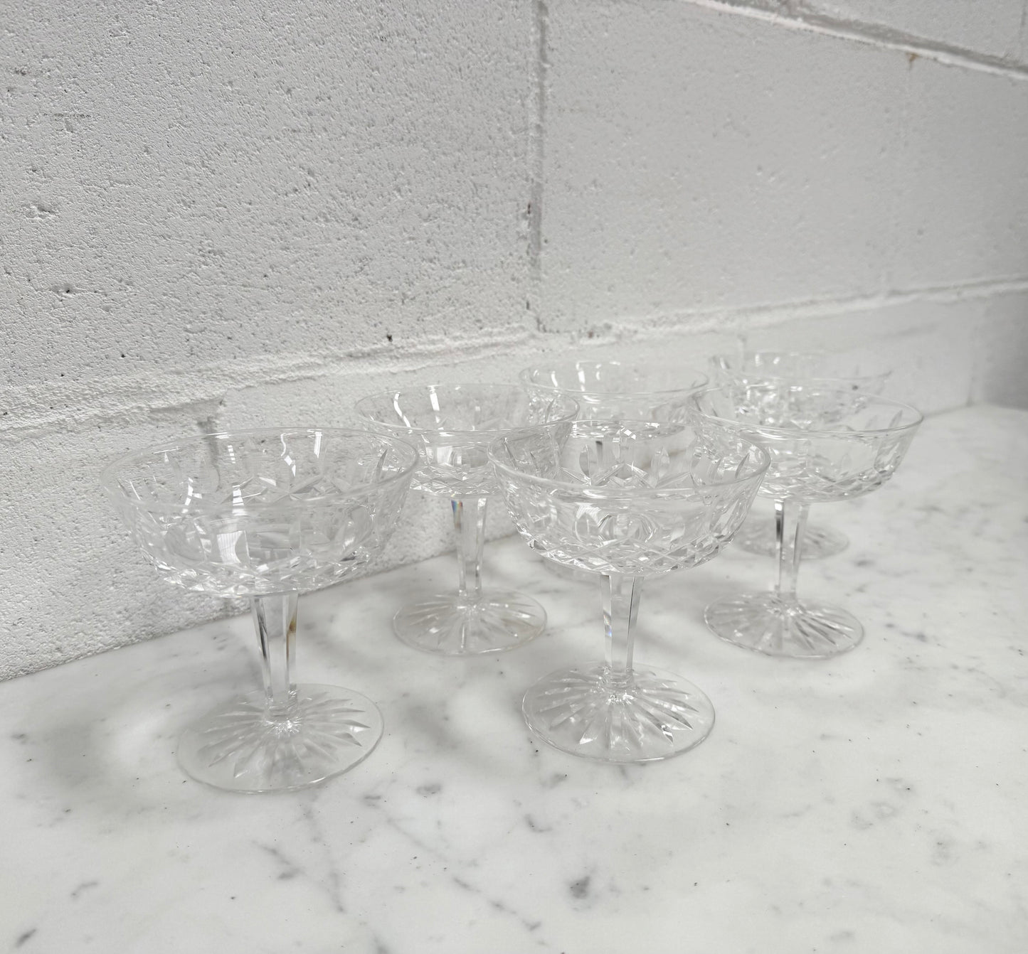 Set of 6 Vintage Waterford Crystal Champagne Glasses With Lismore Pattern