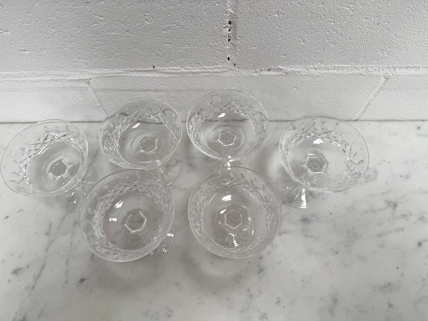 Set of 6 Vintage Waterford Crystal Champagne Glasses With Lismore Pattern