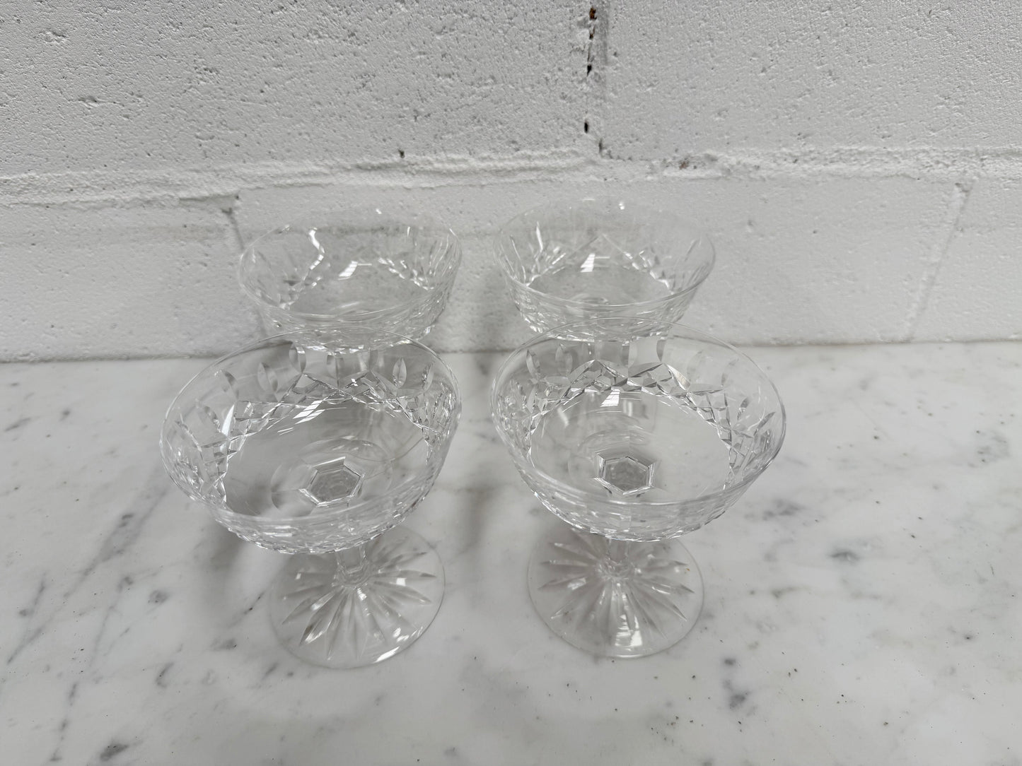 Set of 4 Vintage Waterford Crystal Champagne Glasses With Lismore Pattern
