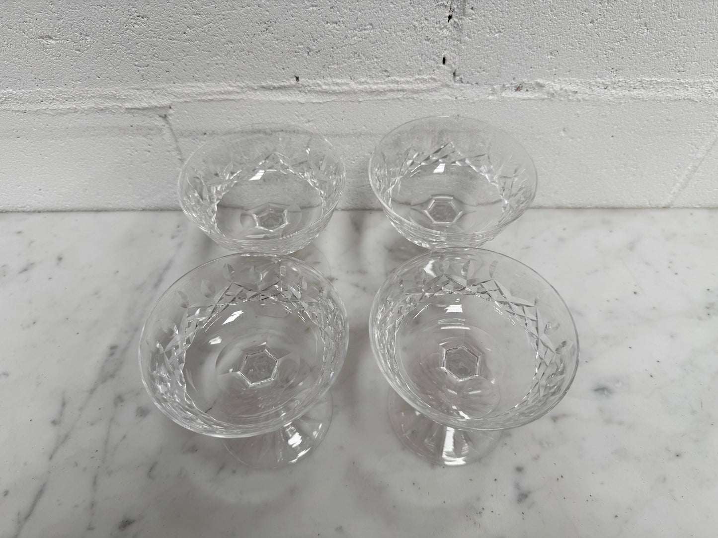 Set of 4 Vintage Waterford Crystal Champagne Glasses With Lismore Pattern