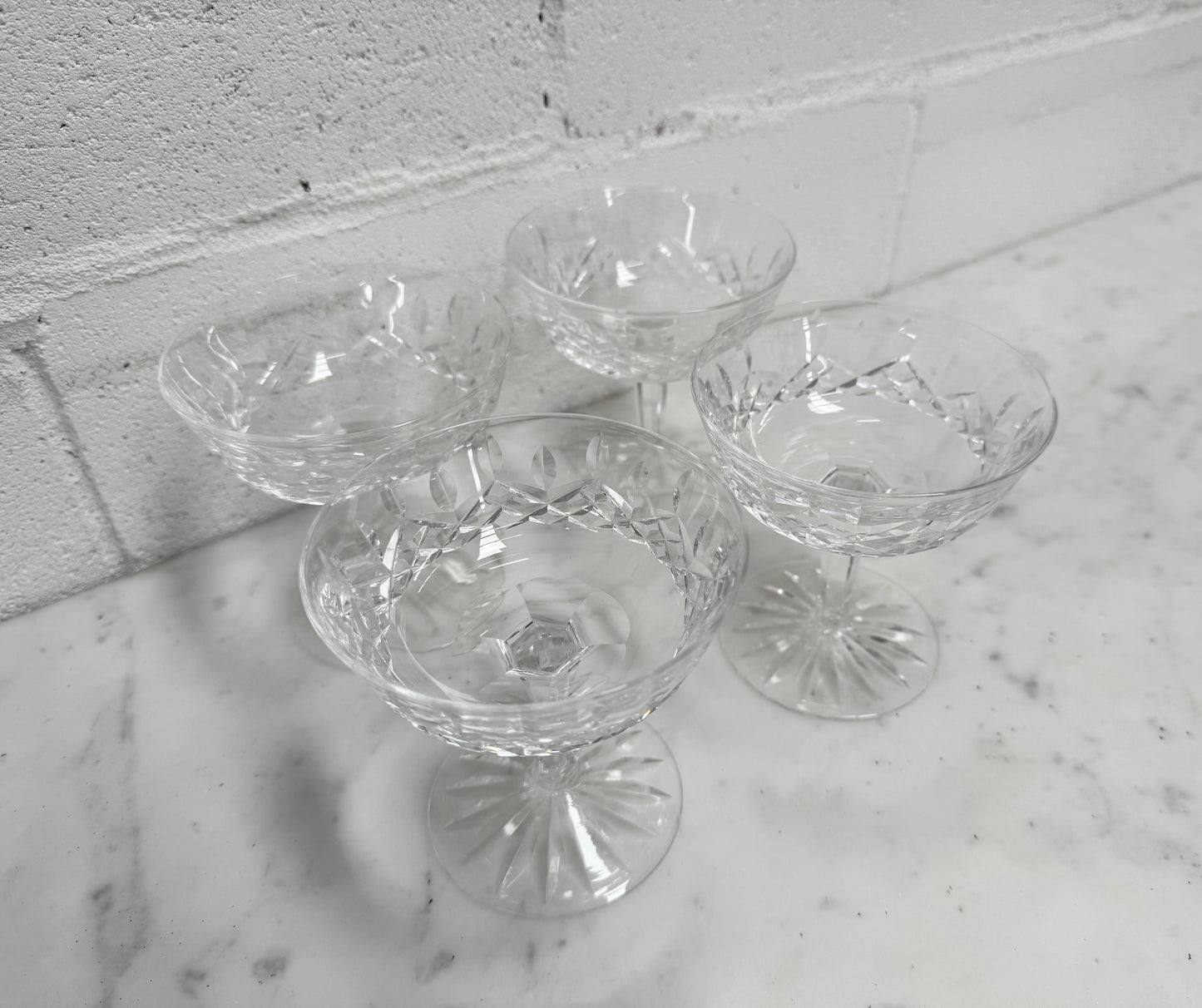 Set of 4 Vintage Waterford Crystal Champagne Glasses With Lismore Pattern