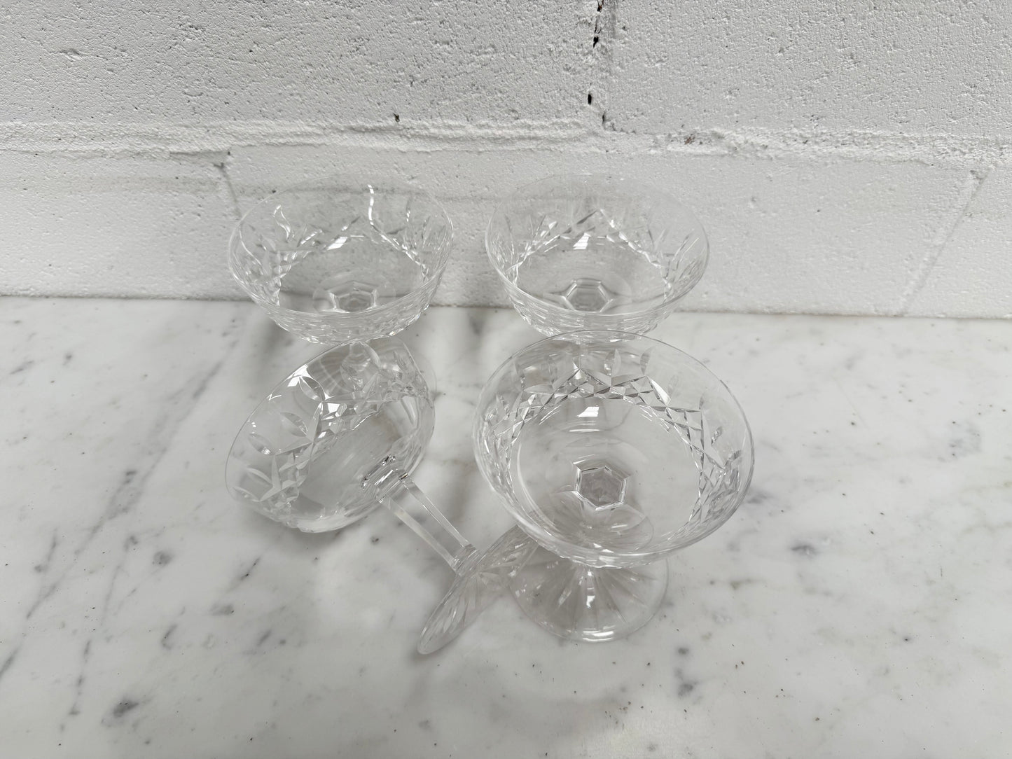 Set of 4 Vintage Waterford Crystal Champagne Glasses With Lismore Pattern