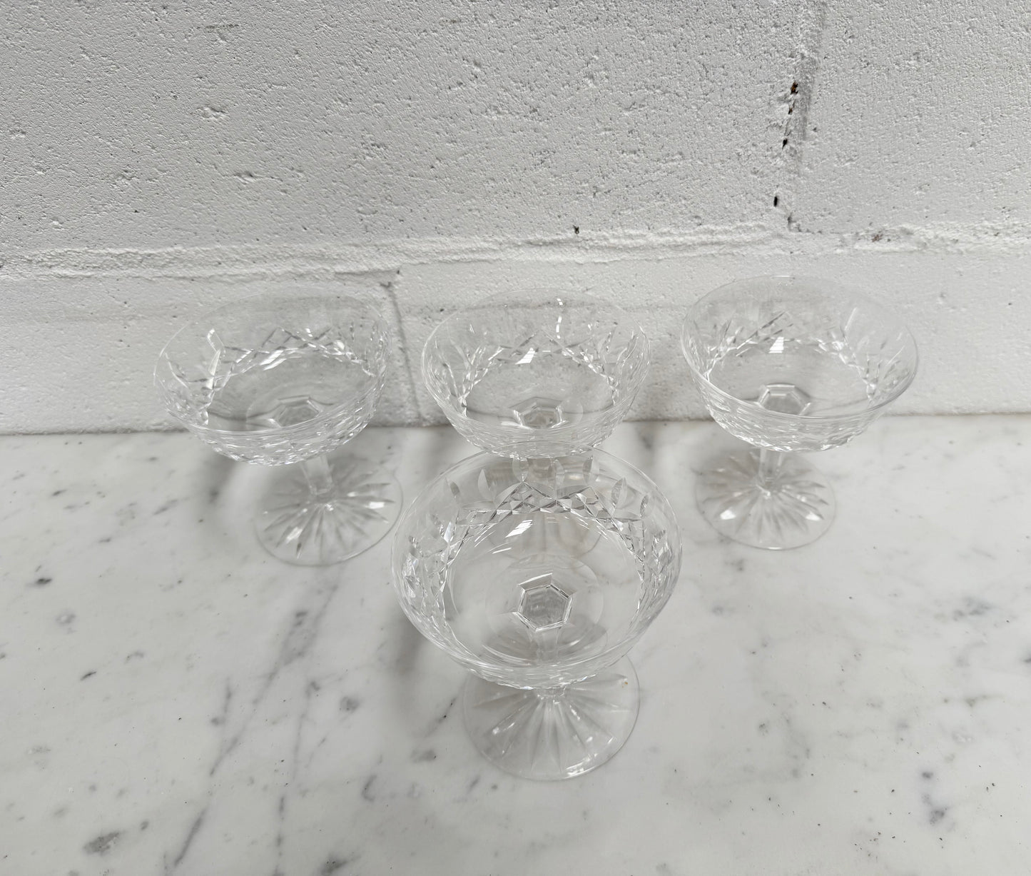 Set of 4 Vintage Waterford Crystal Champagne Glasses With Lismore Pattern