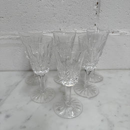 Set of 6 Vintage Lismore Pattern Waterford Crystal Sherry Glasses