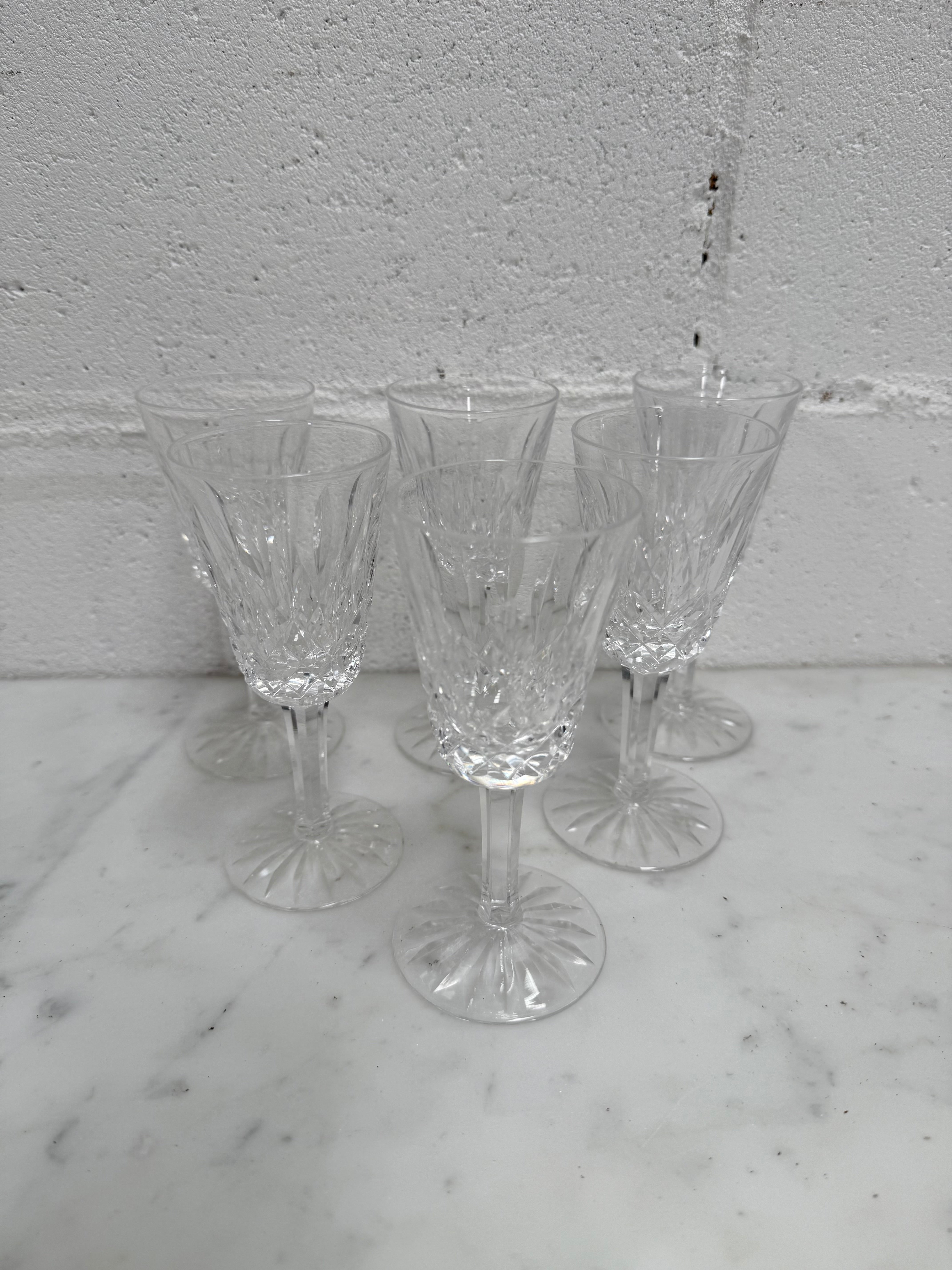 Set of 6 Vintage Lismore Pattern Waterford Crystal Sherry Glasses | Antique & Vintage | Moonee Ponds Antiques | Australia Wide