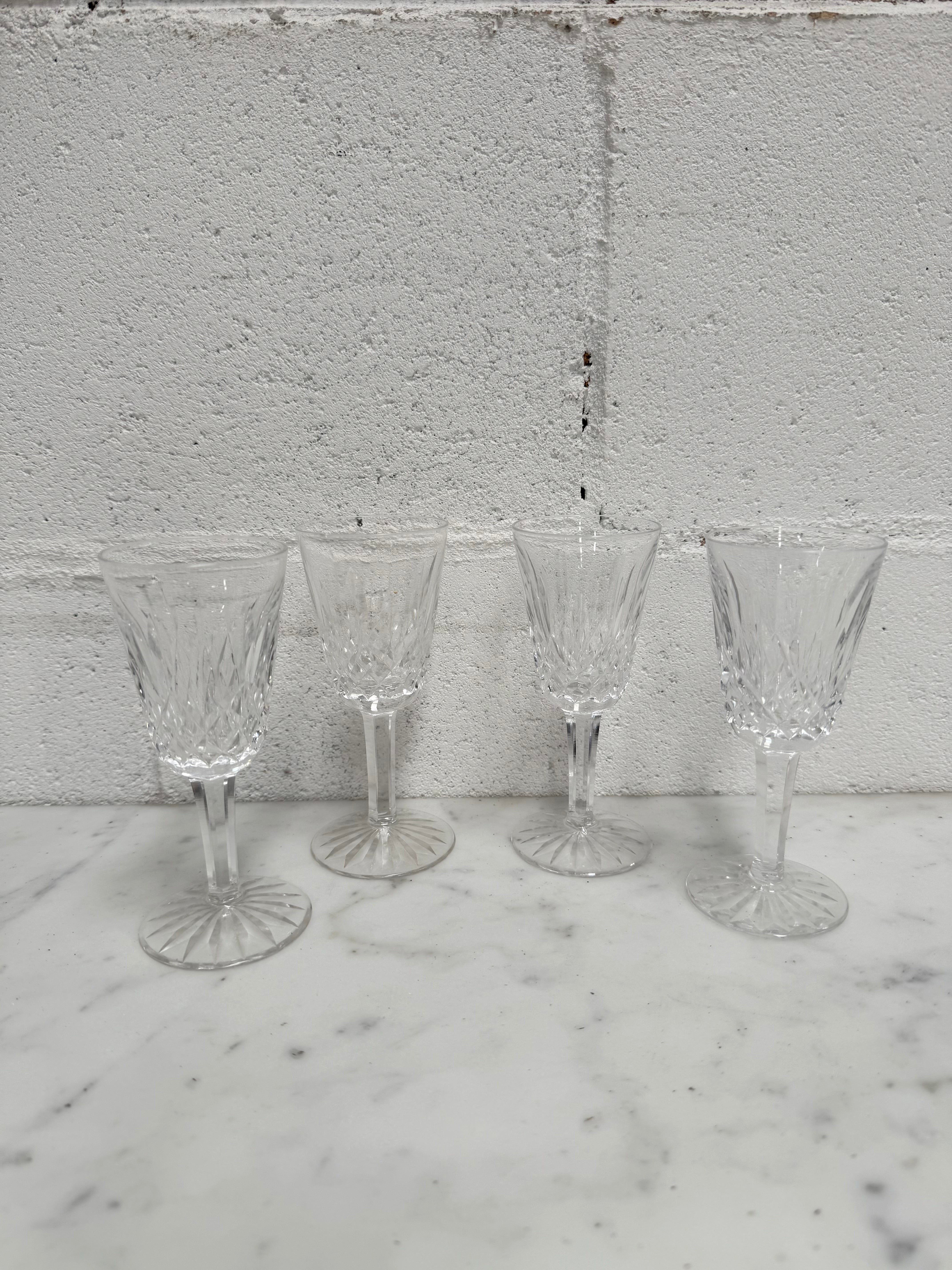 Set of 4 Vintage Lismore Pattern Waterford Crystal Sherry Glasses | Antique & Vintage | Moonee Ponds Antiques | Australia Wide Delivery