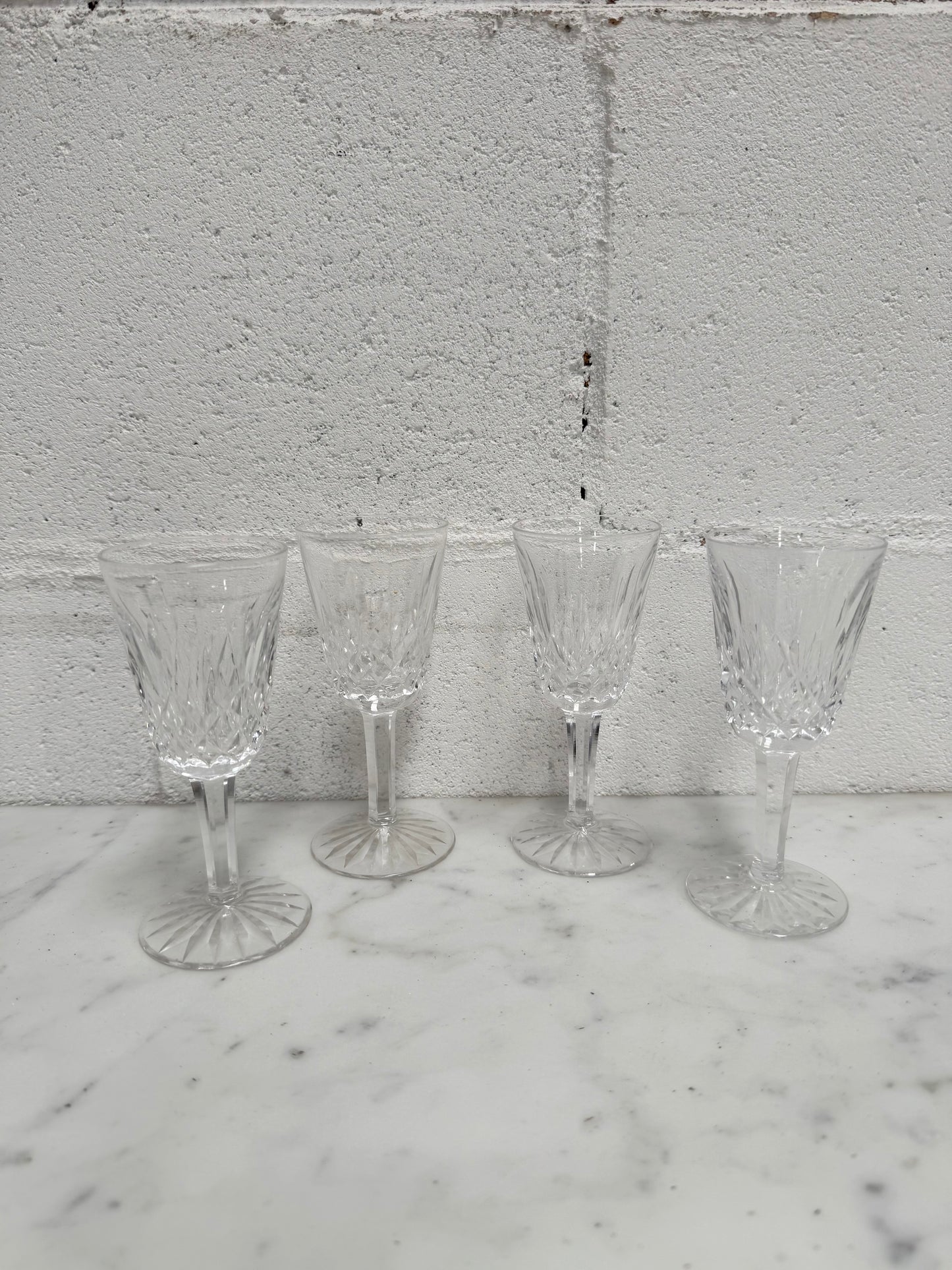 Set of 4 Vintage Lismore Pattern Waterford Crystal Sherry Glasses