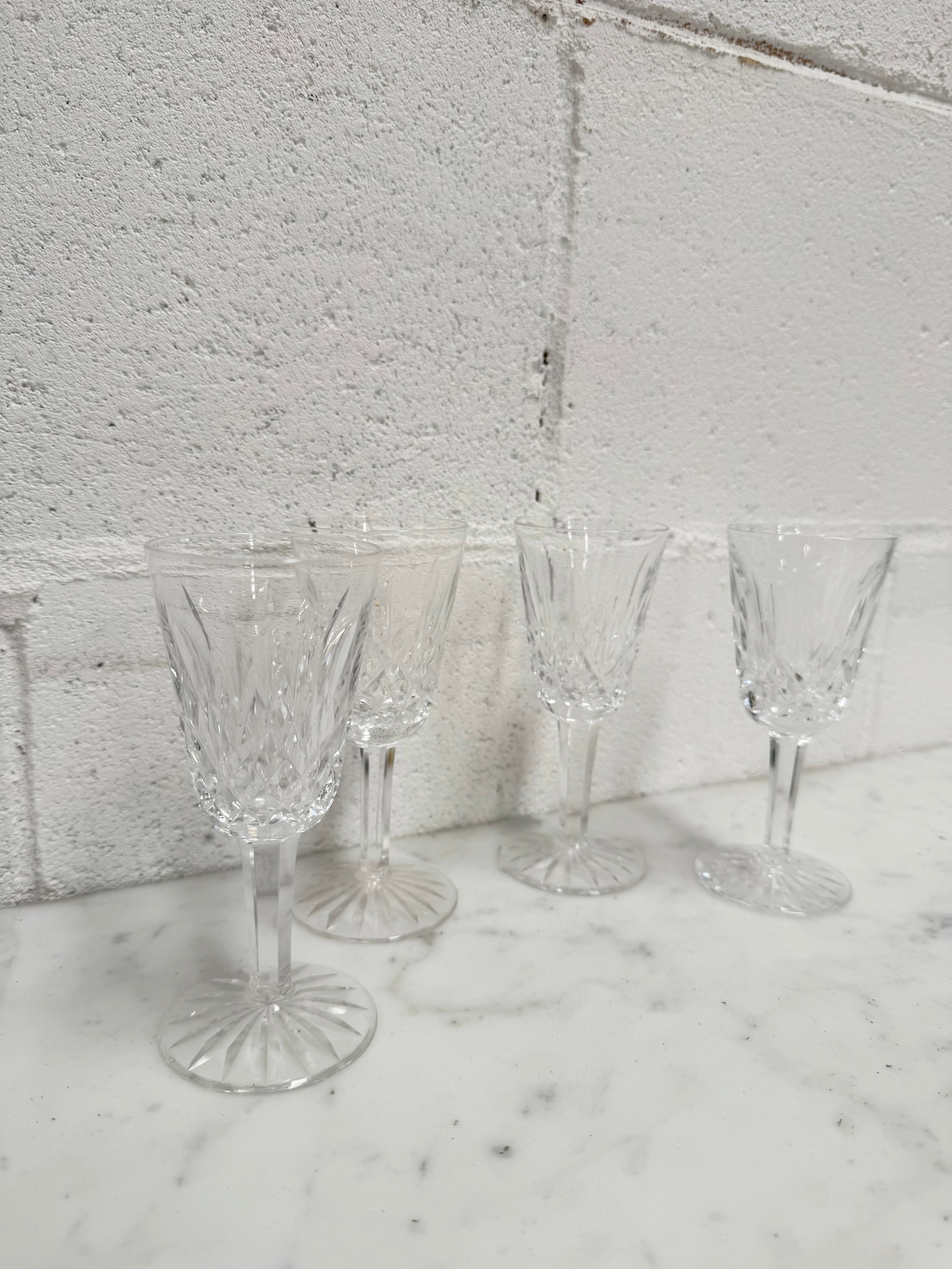 Set of 4 Vintage Lismore Pattern Waterford Crystal Sherry Glasses | Antique & Vintage | Moonee Ponds Antiques | Australia Wide Delivery