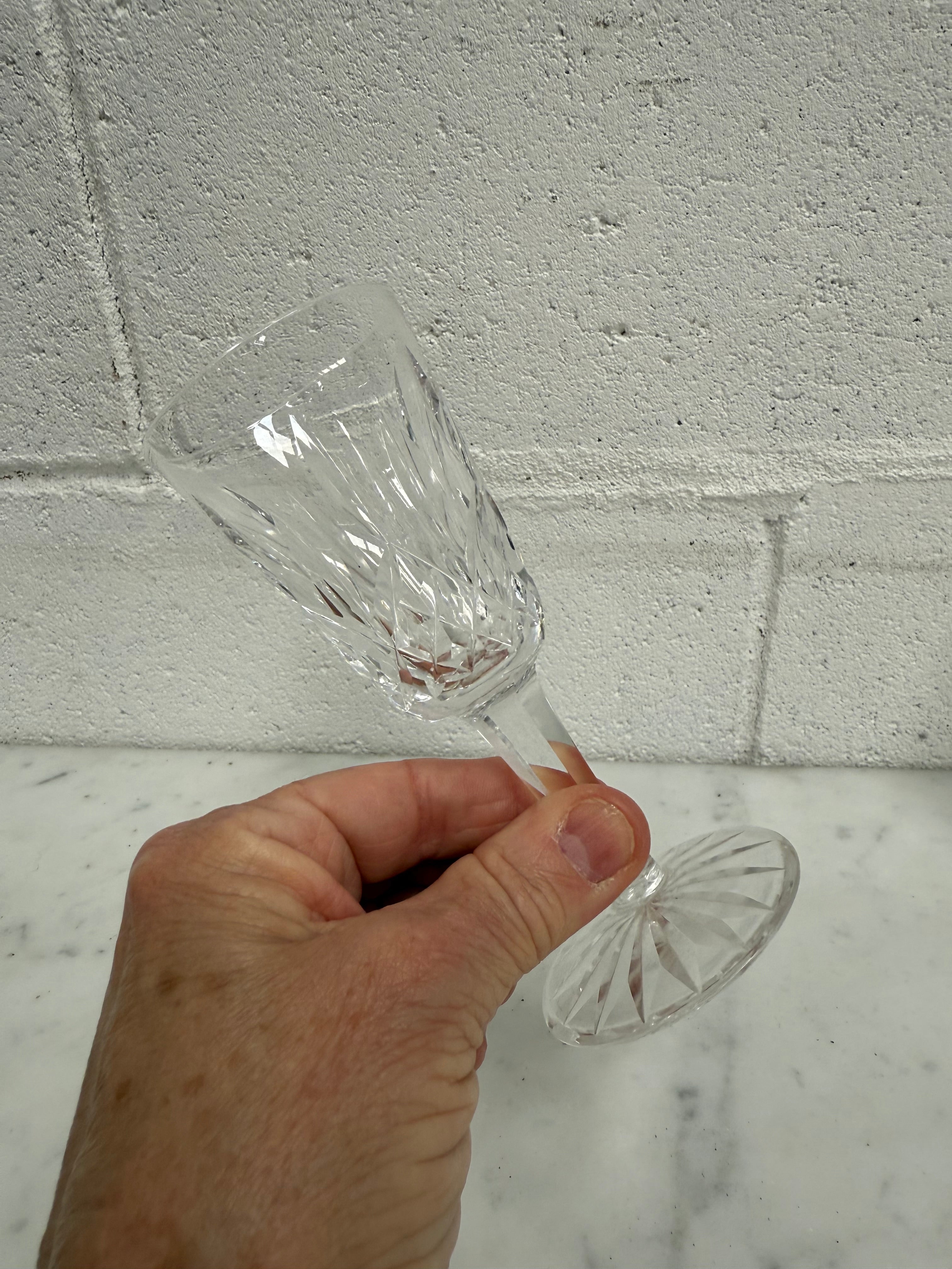Set of 4 Vintage Lismore Pattern Waterford Crystal Sherry Glasses | Antique & Vintage | Moonee Ponds Antiques | Australia Wide Delivery