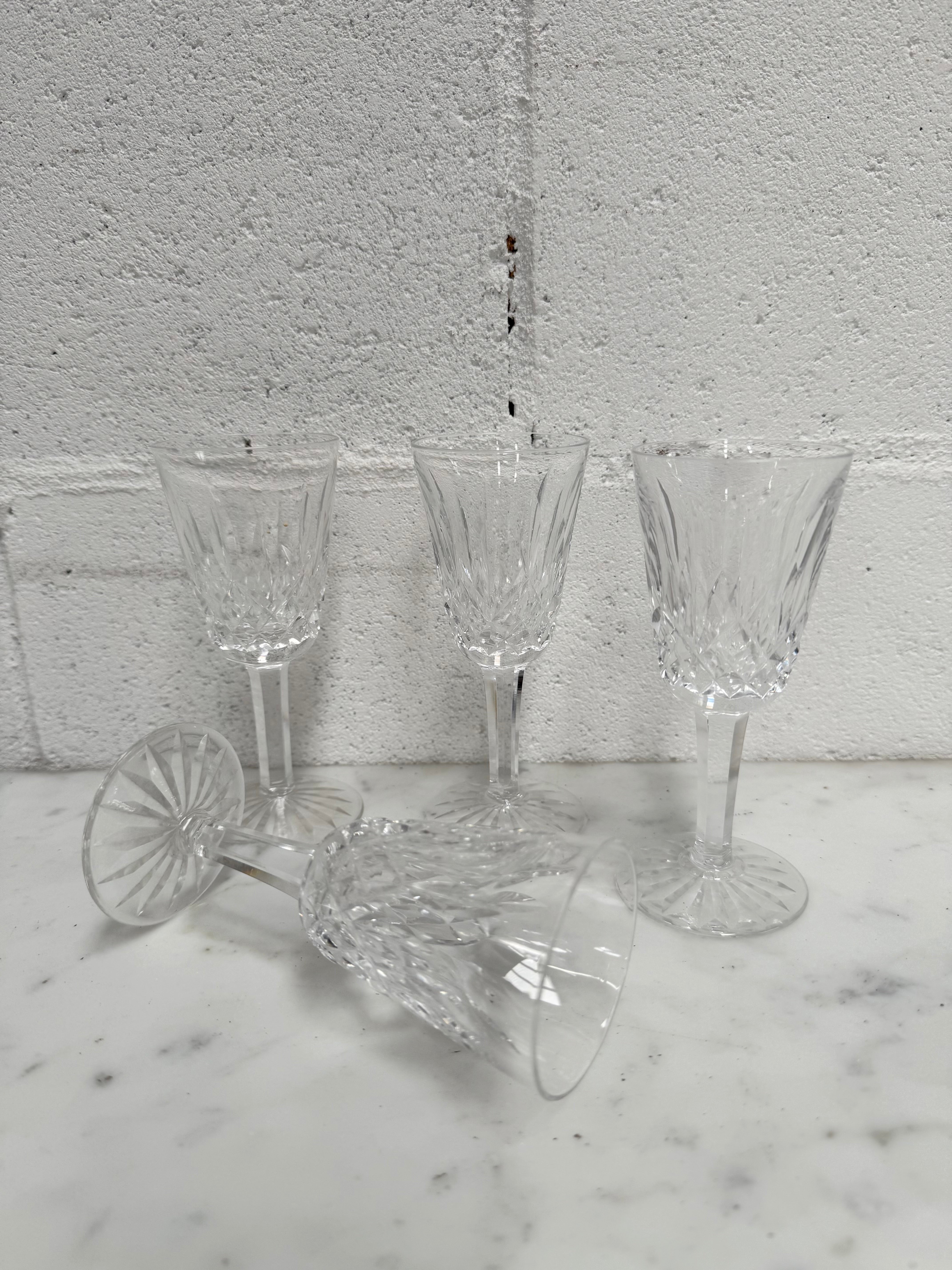 Set of 4 Vintage Lismore Pattern Waterford Crystal Sherry Glasses | Antique & Vintage | Moonee Ponds Antiques | Australia Wide Delivery