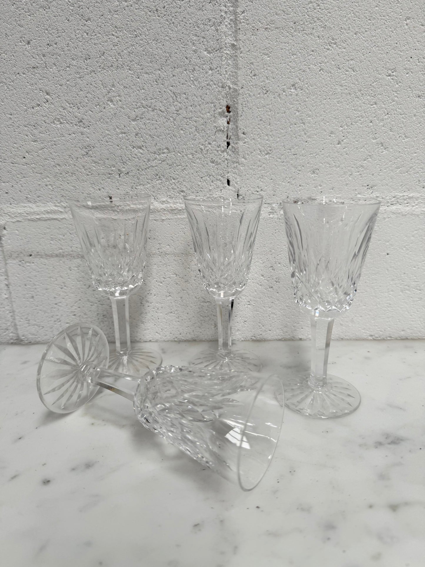 Set of 4 Vintage Lismore Pattern Waterford Crystal Sherry Glasses