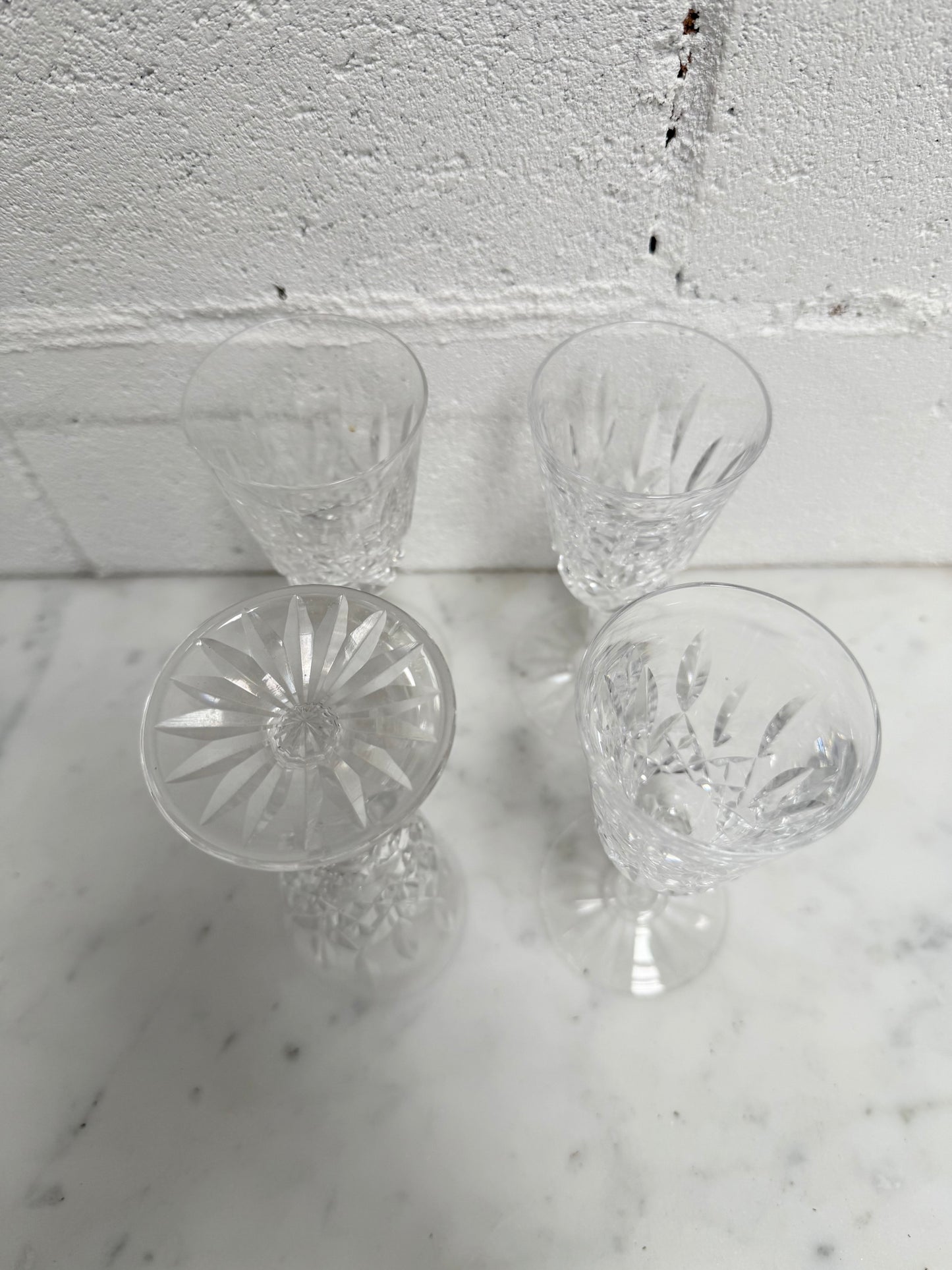 Set of 4 Vintage Lismore Pattern Waterford Crystal Sherry Glasses