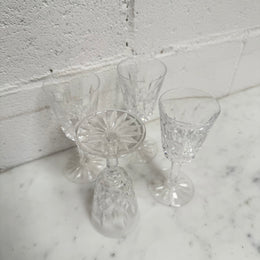 Set of 4 Vintage Lismore Pattern Waterford Crystal Sherry Glasses