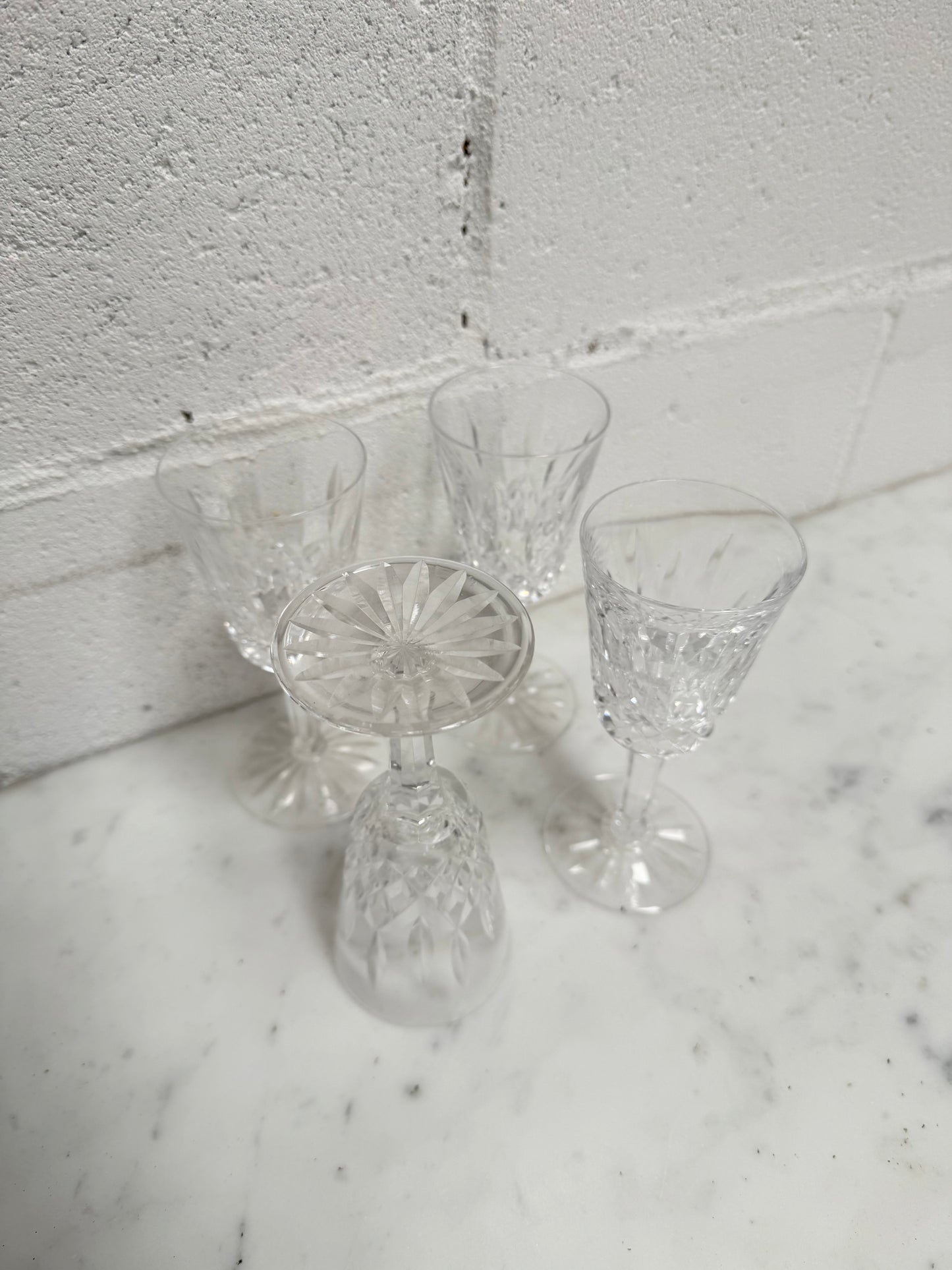 Set of 4 Vintage Lismore Pattern Waterford Crystal Sherry Glasses