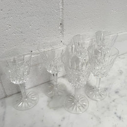 Set of Six Vintage Waterford Crystal Wine Glasses With Lismore Pattern