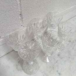 Set of Six Vintage Waterford Crystal Wine Glasses With Lismore Pattern