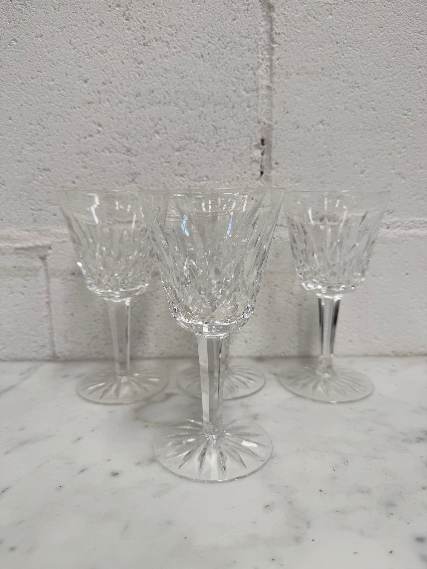 Set of Four Vintage Waterford Crystal Wine Glasses With Lismore Pattern