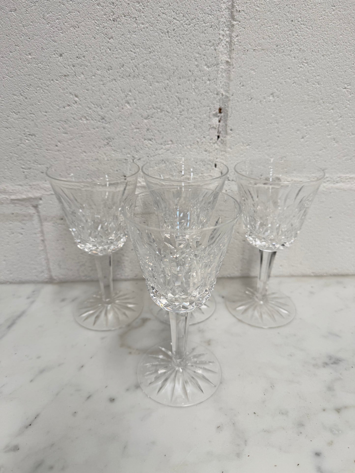 Set of Four Vintage Waterford Crystal Wine Glasses With Lismore Pattern